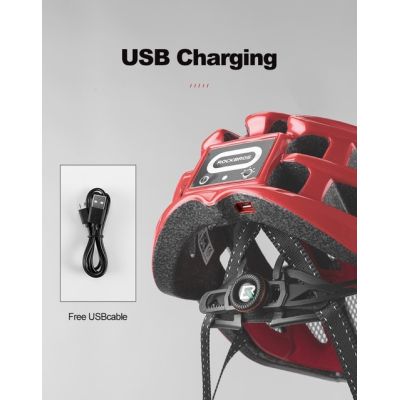 5. Rockbros MTB bike helmet with light red 57-62cm