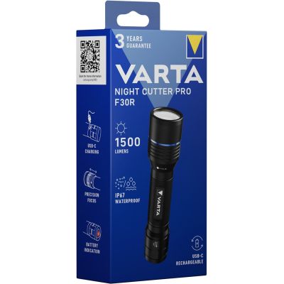 5. Varta Night Cutter Pro F30R Black LED Handheld Flashlight
