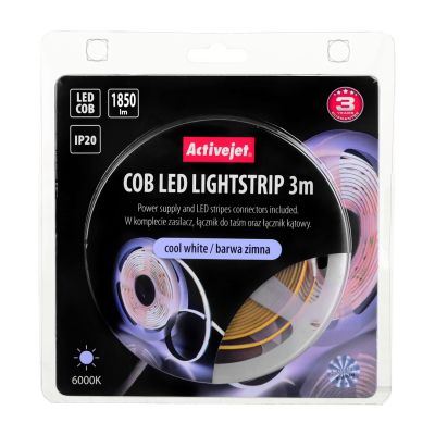 4. 3m COB LED strip with power supply, cold color IP20