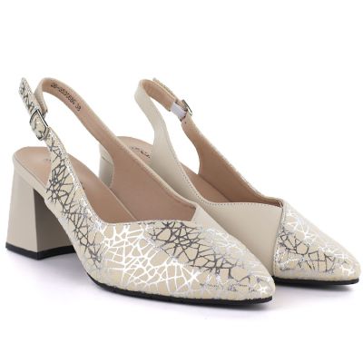 3. Beige leather pumps with strap Cambell 35306