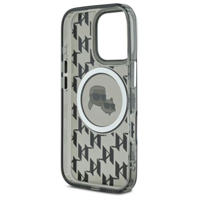 7. Karl Lagerfeld IML Monogram Karl & Choupette Head MagSafe iPhone 16 Pro Case - Black