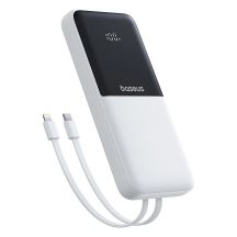 Baseus Lipow 10000mAh 22.5W Powerbank with two built-in cables (with Baseus Simple USB-A - USB-C 3A 20cm cable) - white
