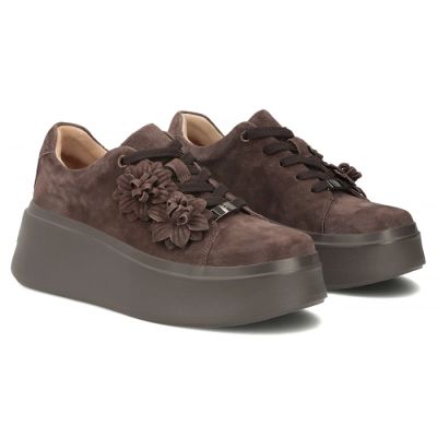 4. Women's leather sneakers on the platform, suede, brown, Filippo DP7987