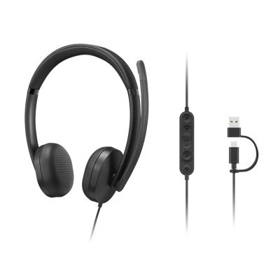 6. Lenovo 5000 Wired VoIP Headset with Microphone, USB A/C, Black