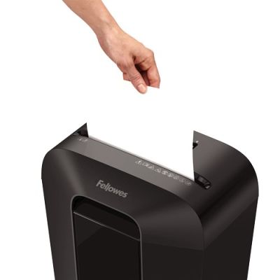 3. Fellowes LX70 paper shredder, 4407501 black, 18 liters, Shreds up to 11 A4 sheets (70g) at a time into 4×40 mm (P-4/T-4) particles, Safety Lock