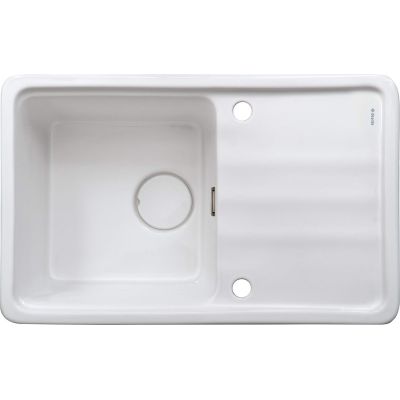 Single-bowl ceramic sink with drainer