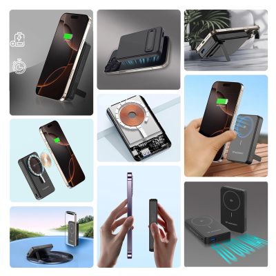 8. Powerbank Wozinsky WLWP-10KA0Y3S 22.5W PD Qi2 10000 mAh, with stand, 1x USB-A, 1x USB-C - black