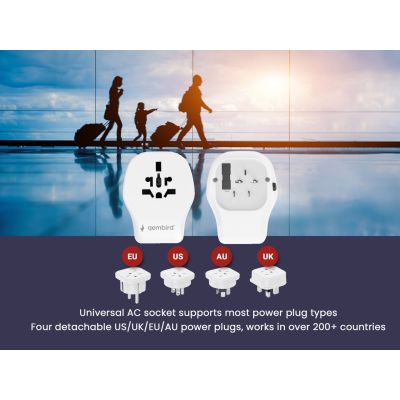 5. GEMBIRD UNIVERSAL TRAVEL ADAPTER 20W, WHITE
