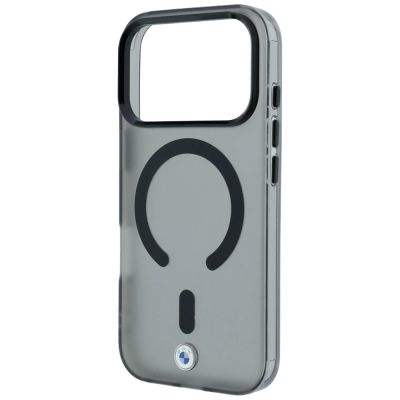 7. BMW Sign Frosted IML & Metal Logo MagSafe Case for iPhone 17 Pro / 18 Pro - Black