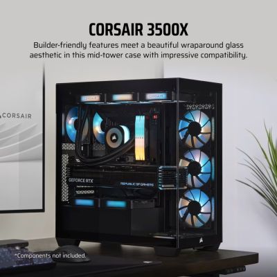 7. Corsair 3500X LXR LINK Tempered Glass Mid-Tower Case, Black