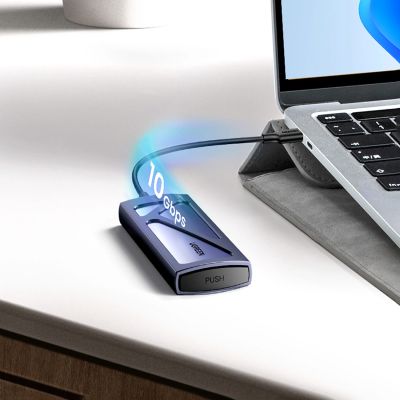 4. Ugreen CM578 15512 enclosure for M.2 NVMe 10Gbps drive - black + USB-C / USB-A cable + USB-C / USB-C cable