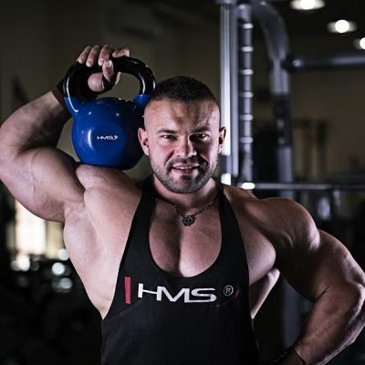 25. HMS KNV08 BLUE vinyl-coated cast iron kettlebell 