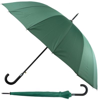 Long Semi-Automatic Umbrella, 16 Ribs, Green, SEMI LINE