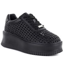 Women's sneakers on the platform, openwork, black Goe TT2N4043