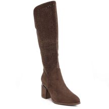 Women's openwork brown high-heeled boots S.Barski HY62-8122