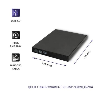 3. QOLTEC EXTERNAL DVD-RW RECORDER | USB 2.0 | BLACK
