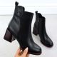 9. Black leather women’s ankle boots with a decorative heel Filippo DBT7363