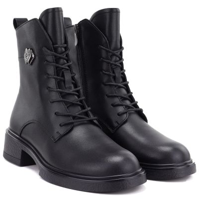 8. Women's leather ankle boots, black, D&A S.Barski MK62-7014