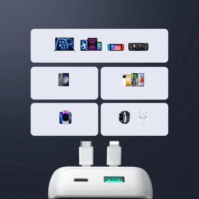 11. Mini power bank with built-in cables Joyroom JR-PBC06 30W 10000mAh - white