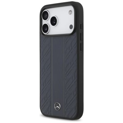 2. Mercedes Leather Laurel Leaves Stripes MagSafe Case for iPhone 17 Pro Max - Blue