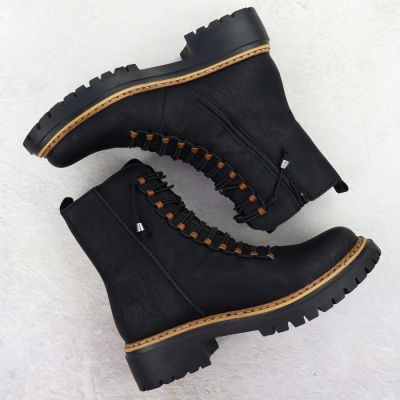4. Women's black worker boots Rieker 72653-00
