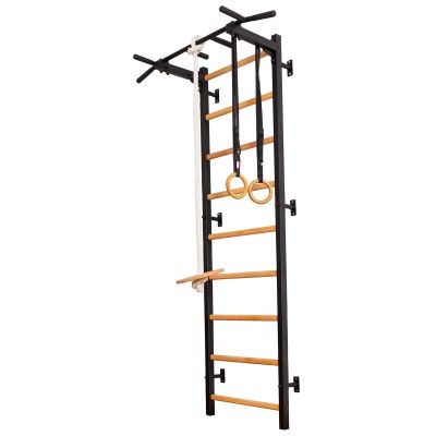 23. GYMNASTIC WOODEN AND METAL WALL BAR WITH METAL BAR AND ACCESSORIES FOR CHILDREN BENCHK 721B A076
