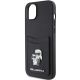 6. Karl Lagerfeld Saffiano Cardslot Karl&Choupette Metal Pin case for iPhone 15 - black