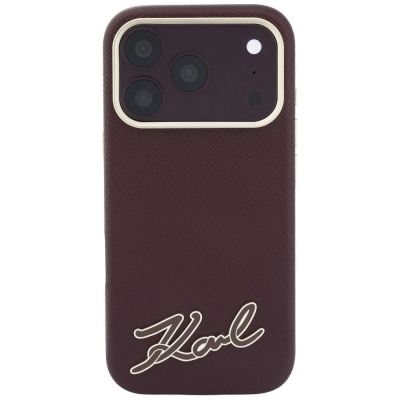 3. Karl Lagerfeld Grained with Resin Signature Logo MagSafe case for iPhone 18 Pro Max / 17 Pro Max - burgundy