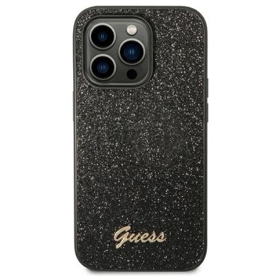 3. Guess Glitter Script Case for iPhone 14 Pro - Black
