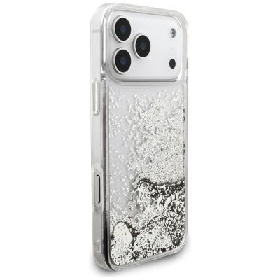 4. Guess Liq case. Glitter Charms for iPhone 17 Pro Max - silver