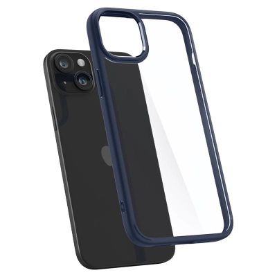 9. Spigen Crystal Hybrid iPhone 15 Plus Case - Clear Blue