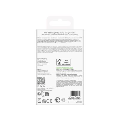 3. Puro TPE 12W USB-A - Lightning Cable 2m - White