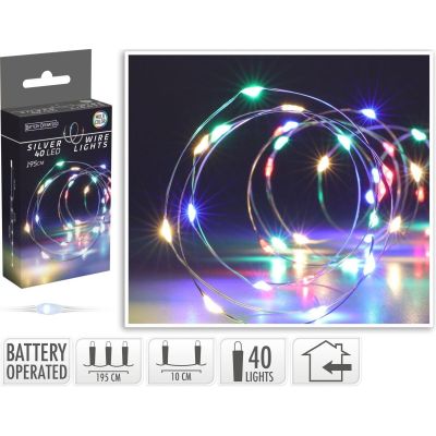 17. BATTERY-OPERATED WIRE LAMPS GARLAND 40 LED MULTICOLOR
