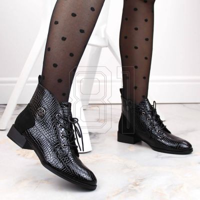 4. Filippo W PAW478A black patent leather ankle boots with insulated crocodile sole