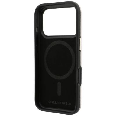 7. Karl Lagerfeld Grained with Resin Signature Logo MagSafe Case for iPhone 18 Pro / 17 Pro - Pink