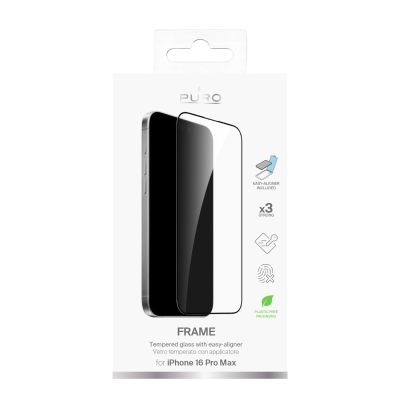 7. Puro Frame Tempered Glass with Frame for iPhone 16 Pro Max