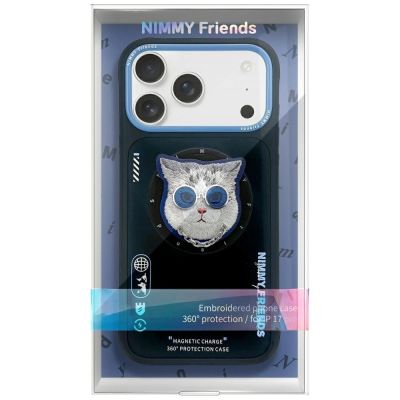 2. Nimmy Glasses Cool Cat MagSafe Case for iPhone 17 Pro - Black and Blue