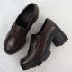 4. Women's loafers on a block heel, brown, Potocki SZ12700
