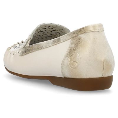 12. Rieker W RKR658 comfortable leather openwork shoes, beige
