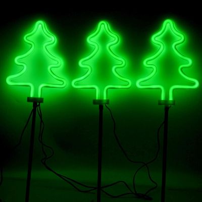 4. DECORATIVE LAMPS OUTDOOR PATH STICK 3 PCS CHRISTMAS TREE NEON