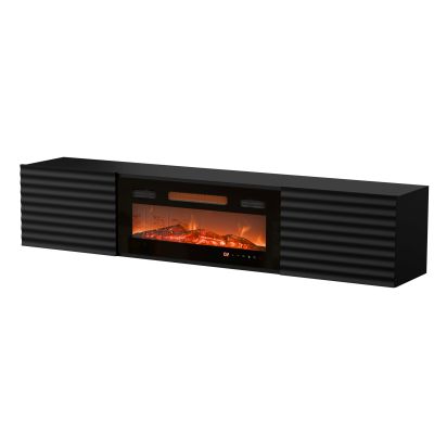 5. TULA TV cabinet 183x35x37 black matt + black fireplace