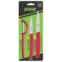KOHE Knife set with peeler, 3 pcs, mixed colors