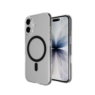 4. Puro Lite Mag TPU+PC Case Compatible with MagSafe for iPhone 17 - Transparent with Black Ring