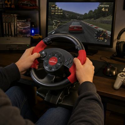 10. Esperanza High Octane EG103 Vibration Steering Wheel (PC, PS2, PS3; black)