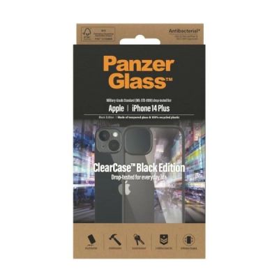 3. PanzerGlass ClearCase antibacterial case for iPhone 14 Plus / 15 Plus - transparent and black
