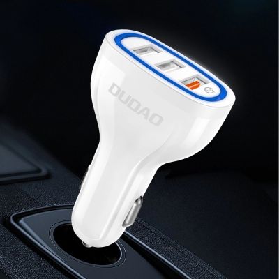 5. Dudao car charger quick charge Quick Charge 3.0 QC3.0 2.4A 18W 3x USB white (R7S white)