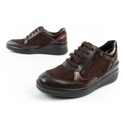 8. Scholl Emma Laces Women's Sports Shoes Leather Brown Platform