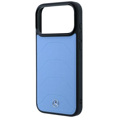6. Mercedes Leather Mesh with Bow Line MagSafe Case for iPhone 18 Pro / 17 Pro - Blue