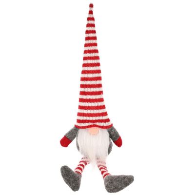 3. DECORATIVE SITTING GNOME 30+10 CM WITH A HAT AND STRIPED LEGS