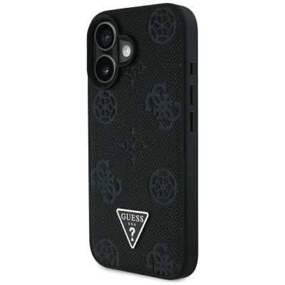 2. Guess Grained Hot Stamp Peony Triangle Logo MagSafe Case for iPhone 16 - Black